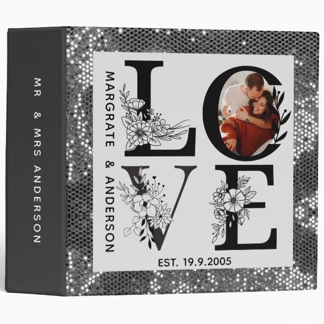 Classeur Love photo simple moderne cadeau personnalisé arge (Devant/Côté)