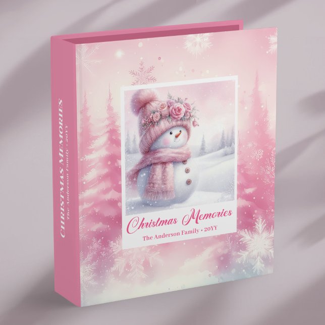 Classeur Lovely Pink Snowman Cozy Forest Christmas Memory  (Lovely Pink Snowman Cozy Forest Christmas Memory Album Binder

)