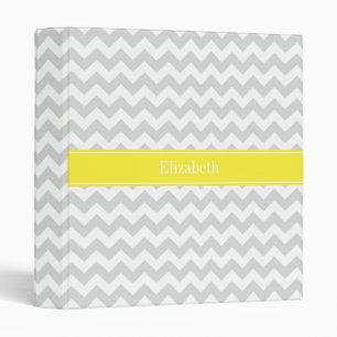 Classeur Lt Gray Wht Chevron Yellow Monogram
