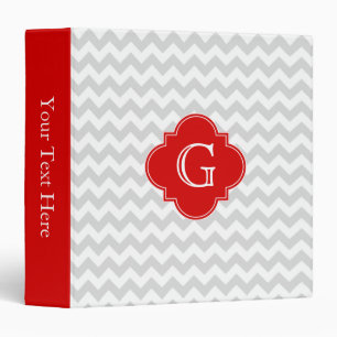 Classeur Lt Grey Blanc Chevron Rouge Quatrefoil Monogramme