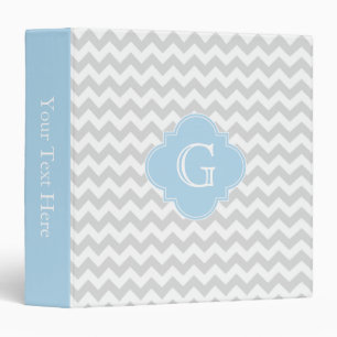 Classeur Lt Gris Blanc Chevron Lt Blue Quatrefoil Monogramm