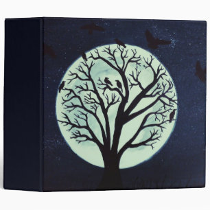 Classeur Lumière de la lune avec l'arbre ancien et les corb