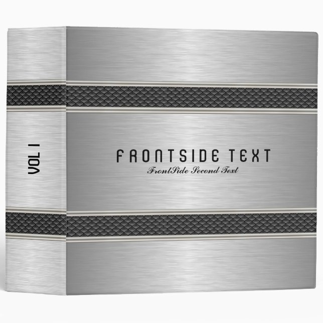 Classeur Lumière Gris Argent Brossé Faux Aluminium Look (Devant/Côté)