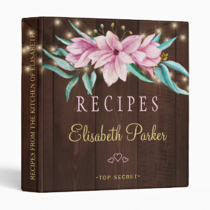 Classeur Lumières florales marine rose grange bois recettes