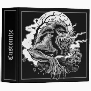 Classeur Lune de loup-garou monochrome