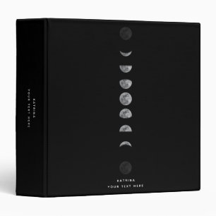Classeur Lune lunaire Phases Céleste Nom Customisé