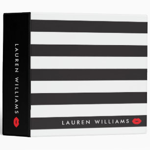 Classeur Luxe Black/White Stripes Rouge Lips maquillage Art