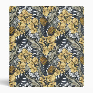 Classeur Luxe Elegant Or N' Black Tropical Flowers