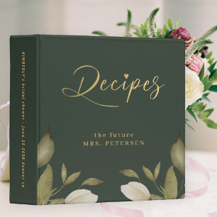 Classeur Luxe élégante recette de douches nuptiales or vert