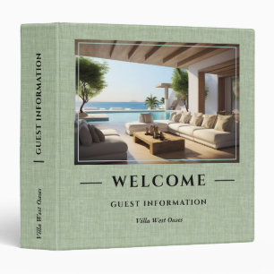 Classeur Luxe Vacances Bienvenue Info Sage-Green Linge