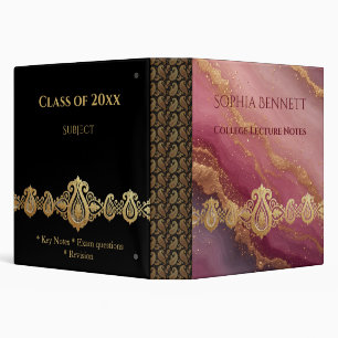 Classeur Luxueux cahier de notes académiques en agate noire