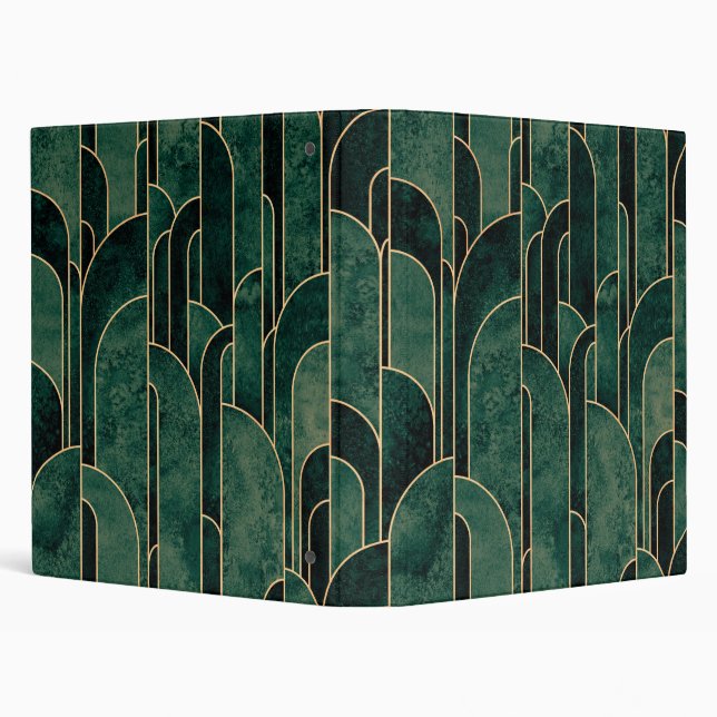 Classeur Luxueux Motif Art déco Vert et Or (Arrière-plan)