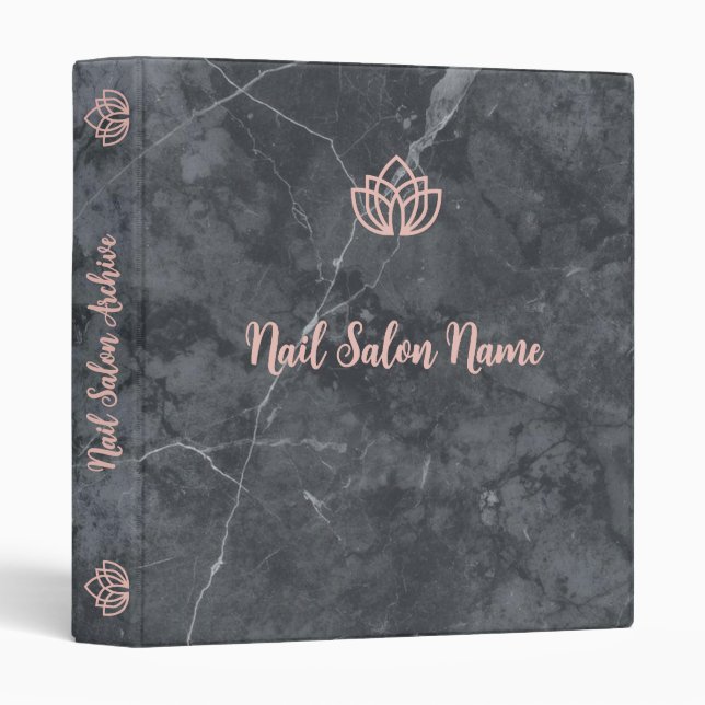 Classeur Luxury Marble Custom Nail Salon Binder with Logo (Devant/Côté)