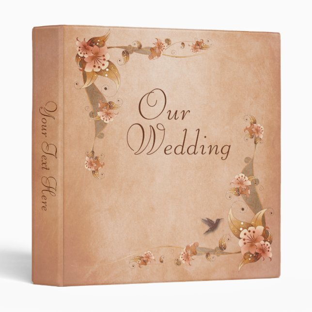 Classeur Lys Vintages beige Album photo Mariage (Devant/Côté)