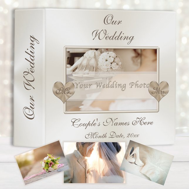 Classeur M. et Mme Mariage personnalisé Album photo (Personalized Wedding Photo Album with Picture, Names, Wedding Date. Beautiful, wedding keepsake.)