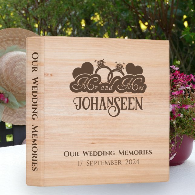 Classeur M. et Mme Rustic Wood Mariage Mementos Keepsam (Scroll Down to view our Collection of similar and matching theme designs onto other Products!)