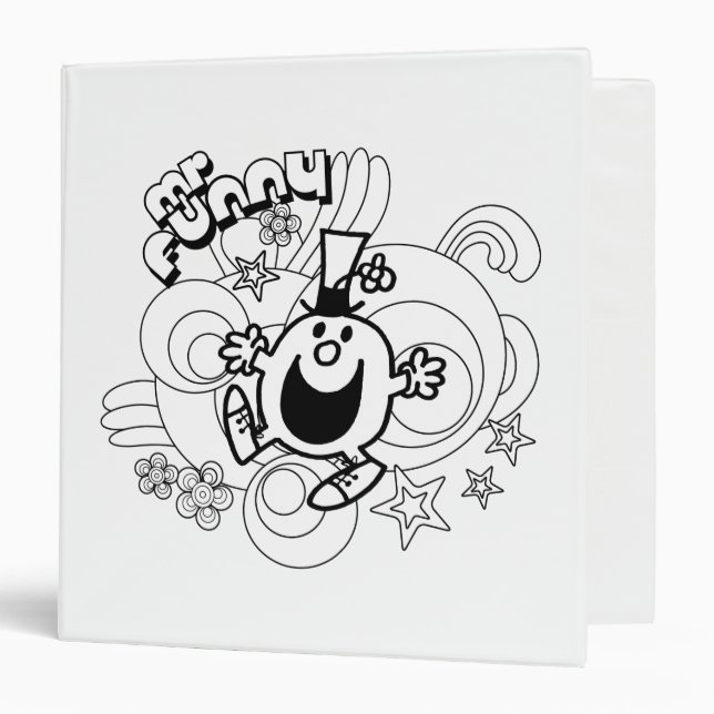 Classeur M. Funny | Black & White Swirls & Stars (Devant/Intérieur)