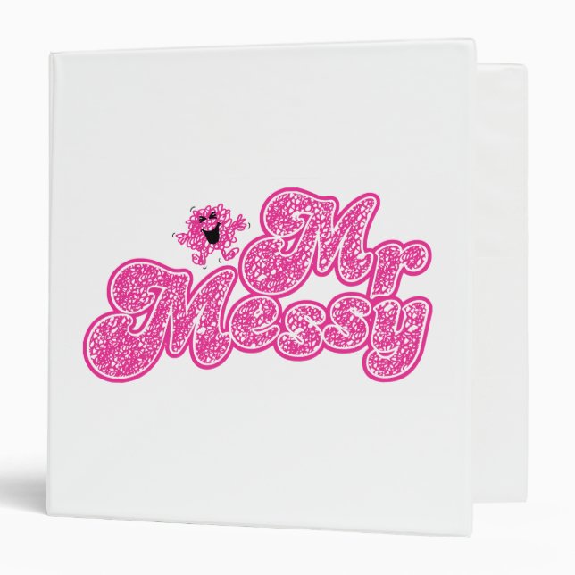 Classeur M. Messy | Nom rose étincelant (Devant/Intérieur)