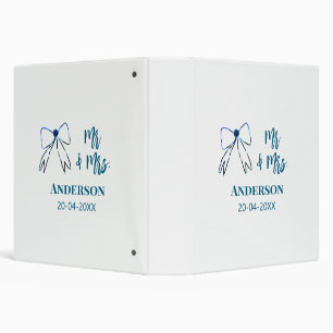 Classeur M & Mme ajoutent nom date mariage faveur arc bleu 