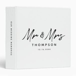 Classeur M. & Mme Moderne Noir Blanc Script Mariage Album