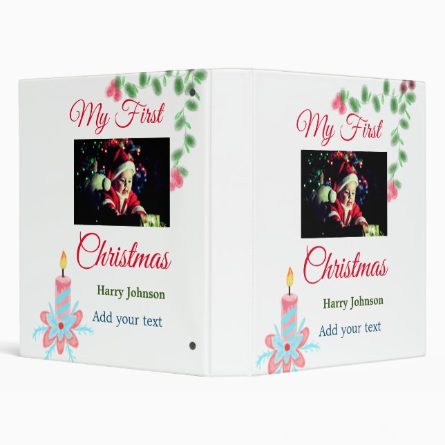 Classeur Ma première bougie de Noël ajouter nom photo bébé  (Arrière-plan)