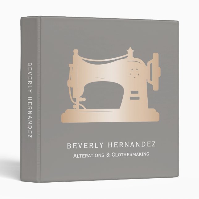 Classeur Machine à coudre Gold Seamstres gris taupe monogra (Devant/Côté)