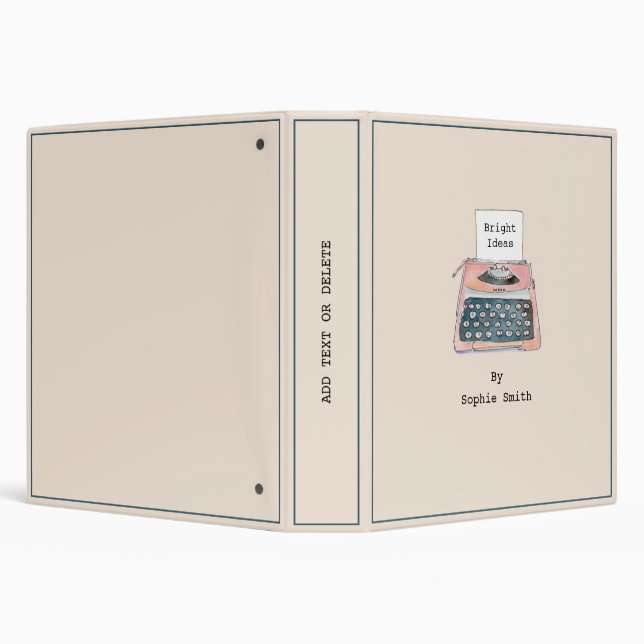Classeur Machine à écrire rétro rose mignonne personnalisée (Arrière-plan)