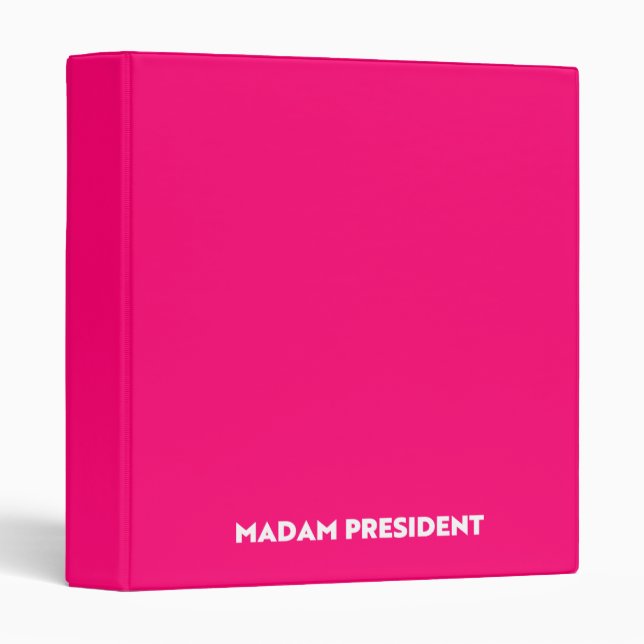 Classeur Madam President typography minimalist hot pink (Devant/Côté)