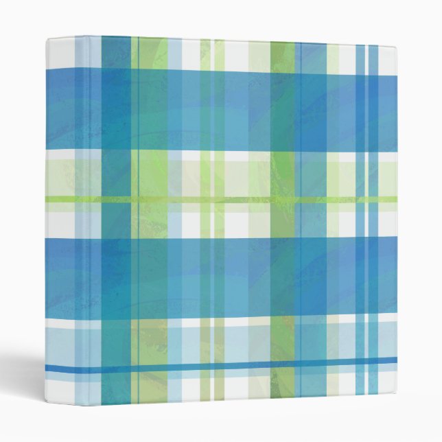 Classeur Madras Plaid Green et Blue (Devant/Côté)