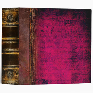 Classeur Magenta et cuir de Faux poli par or