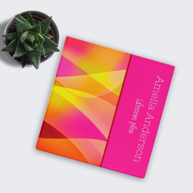 Classeur Magenta géométrique Planificateur enseignant avec  (Créateur téléchargé)