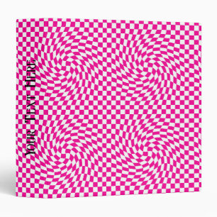 Classeur Magenta rose & blanc déformé Chic À damiers Motif