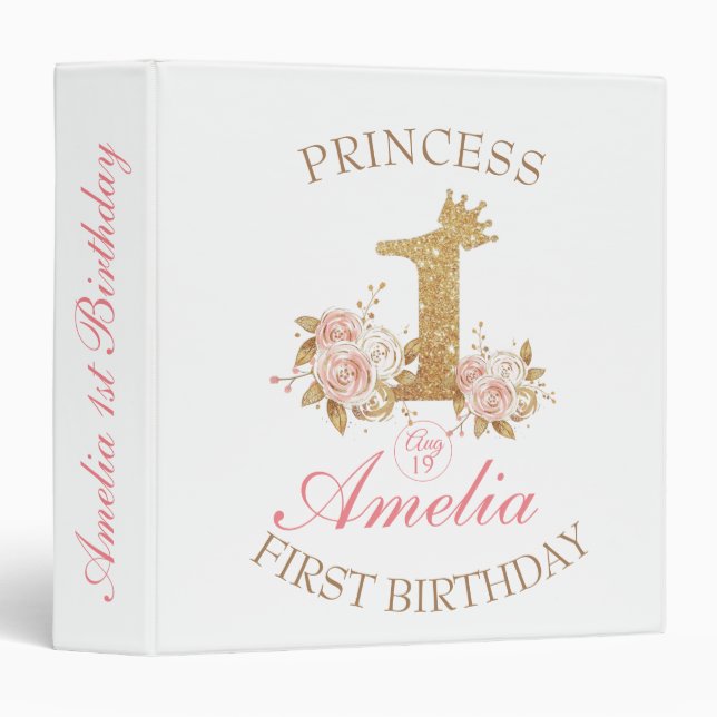 Classeur Magic Gold Crown Princess 1er cadeau pour Annivers (Devant/Côté)