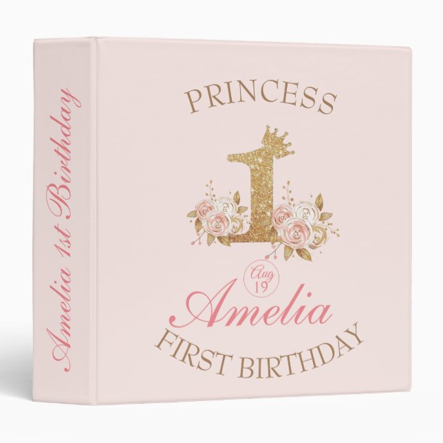 Classeur Magic Gold Crown Princess 1er cadeau pour Annivers (Devant/Côté)