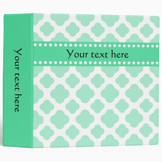 Classeur Magic Mint et White Quatrefoil Motif (Devant/Côté)
