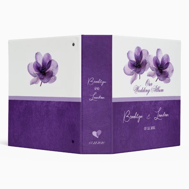 Classeur Magnifique Album de mariage aux fleurs violettes (Arrière-plan)