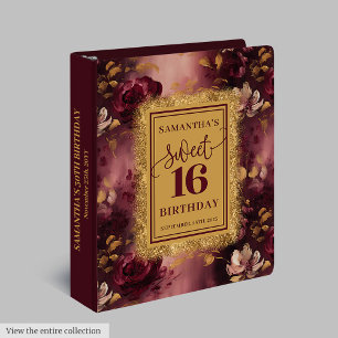 Classeur Magnifique Blush Bourgogne Gold Sweet 16 Mémoire