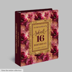 Classeur Magnifique Blush Burgundy Gold Sweet 16 Memory Boo