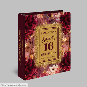 Classeur Magnifique Blush Burgundy Gold Sweet 16 Photo Book