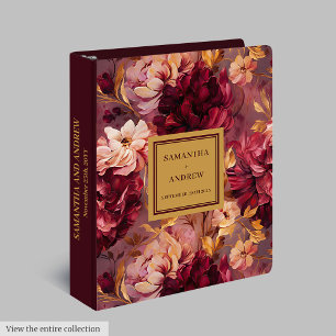 Classeur Magnifique Burgundy Blush Gold Floral Wedding Albu