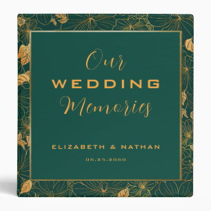 Classeur Magnifique Emerald Green & Gold Floral Mariage
