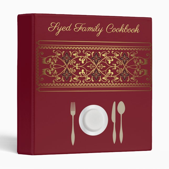 Classeur Magnifique Golden & Maroon Family Cookbook (Devant/Côté)