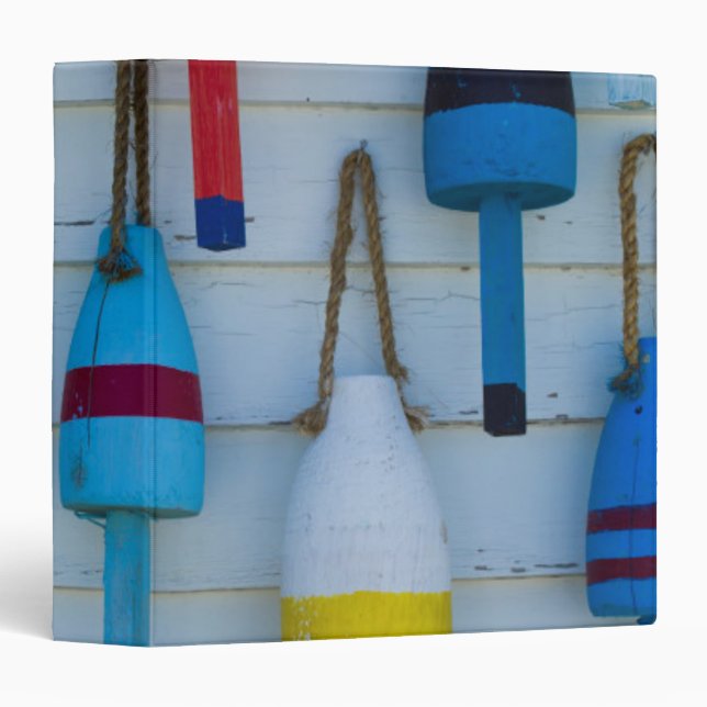 Classeur Maine, Stonington, bouées décoratives de homards (Devant/Côté)