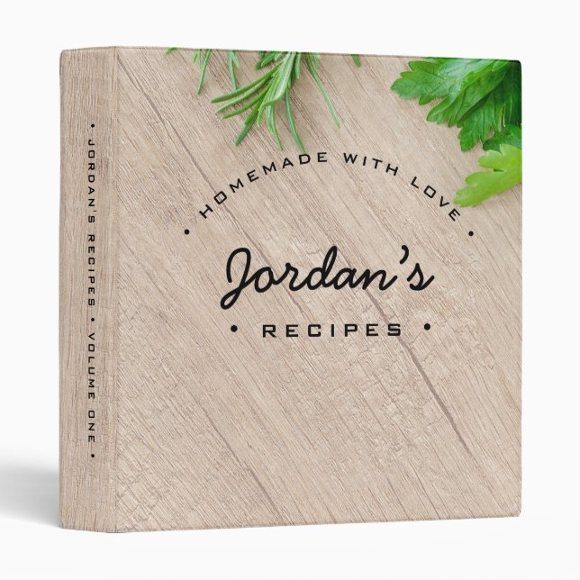 Classeur Maison avec nom d'amour Recette Grain de bois (Devant/Côté)