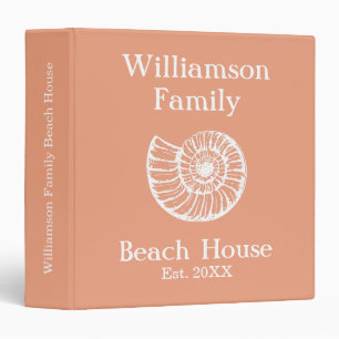 Classeur Maison de plage coquillage personnalisé corail