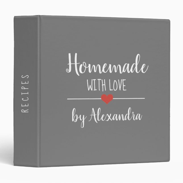Classeur Maison moderne faite avec amour gris Nom Recette (Devant/Côté)