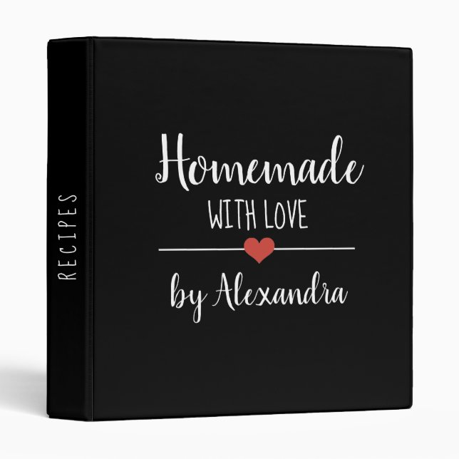 Classeur Maison moderne faite avec amour noir blanc Nom Rec (Devant/Côté)