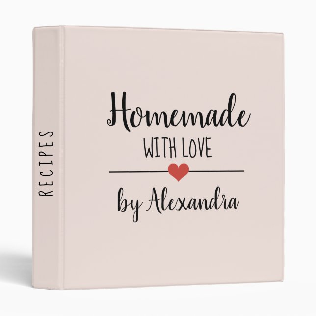 Classeur Maison moderne faite avec amour rose pâle Nom Rece (Devant/Côté)