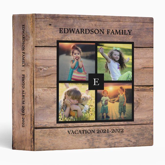 Classeur Maison rustique famille bois photo collage photo a (Devant/Côté)