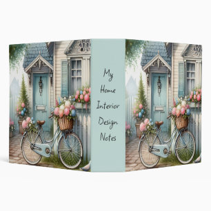 Classeur Maisonnette Bleue avec Vélo et Panier de Fleurs Pr